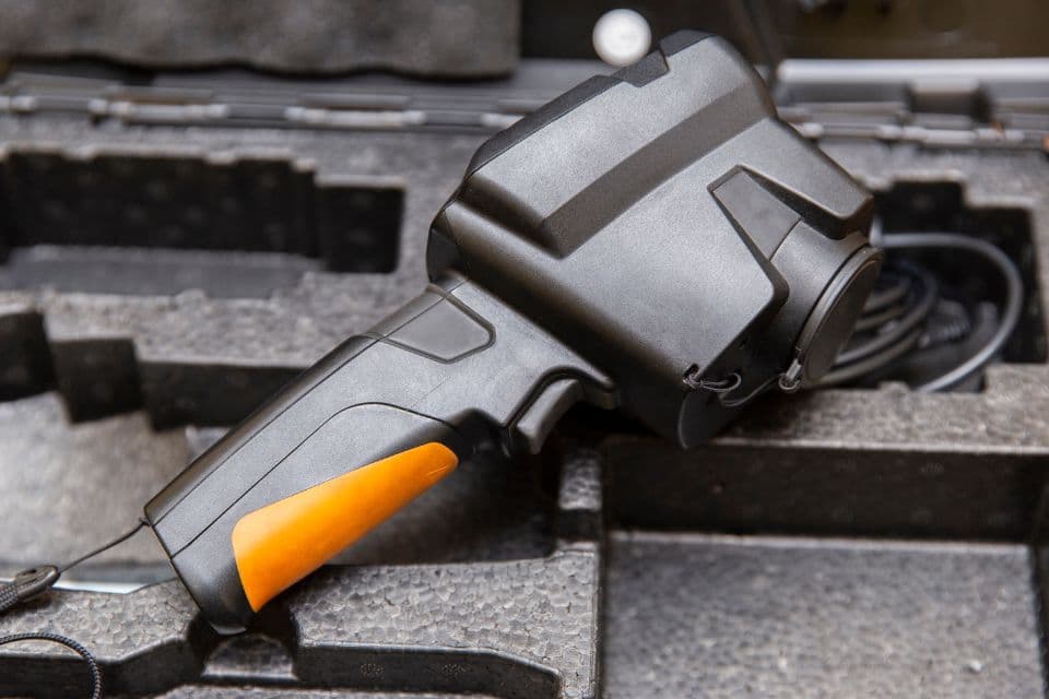 Thermal imaging camera in its carrying case